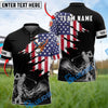 BlueJose Golf American Flag Eagle Golfer Grunge Design Personalized Name, Team Name 3D Shirt (4 Colors)