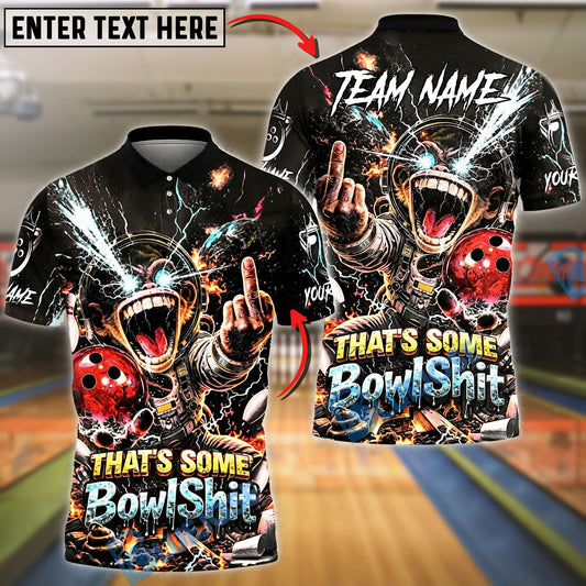 BlueJose Bowling And Pins Funny Graphic Space Monkey Lightning Explosion Customized Name, Team Name 3D Shirt (6 Colors)