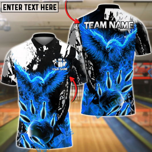 BlueJose Bowling & Pins Phoenix Fire Strike Customized Name, Team Name 3D Shirt (4 Colors)