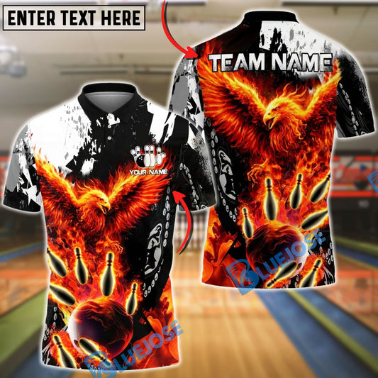 BlueJose Bowling & Pins Phoenix Fire Strike Customized Name, Team Name 3D Shirt (4 Colors)