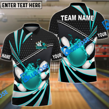BlueJose Bowling And Pins Point Tornado Pattern Multicolor Customized Name 3D Shirt (4 Colors)