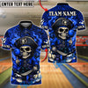BlueJose Bowling And Pins Pirate Captain Skeleton Design Customized Name, Team Name 3D Shirt (4 Colors)