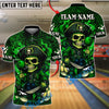 BlueJose Bowling And Pins Pirate Captain Skeleton Design Customized Name, Team Name 3D Shirt (4 Colors)