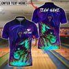 BlueJose Bowling And Pins Flame Grim Reaper With Fire Wolf Design Customized Name, Team Name 3D Shirt (4 Colors)