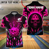 BlueJose Bowling And Pins Ice Neon Skull Vibes Design Customized Name, Team Name 3D Shirt (4 Colors)