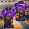 BlueJose Bowling And Pins Halloween Bowling With Pumpkin Design Customized Name, Team Name 3D Shirt (4 Colors)