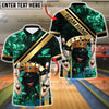 BlueJose Bowling And Pins Royal Fireball Gold Stripe Dab Design Customized Name, Team Name 3D Shirt (4 Colors)