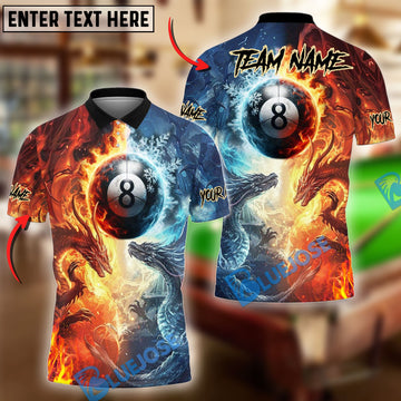 BlueJose Billiards Ball 8 Dragon Fire And Water Personalized Name, Team Name Unisex Shirt
