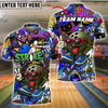 BlueJose Bowling Street Strike Graffiti Skater Style Customized Name, Team Name 3D Shirt (4 Colors)