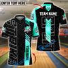 BlueJose Bowling Modern Gold Vector Style Customized Name, Team Name 3D Shirt (4 Colors)