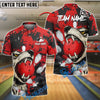 BlueJose Bowling Wolf Strike Customized Name, Team Name 3D Shirt (4 Colors)