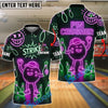 BlueJose Bowling Neon Strike Pin Crusher Style Customized Name, Team Name 3D Shirt (4 Colors)