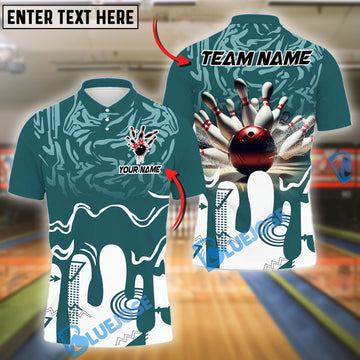 BlueJose Bowling And Pins Shockwave Customized Name, Team Name 3D Shirt (4 Colors)