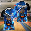 BlueJose Bowling And Pins King Thunder Breaker Customized Name, Team Name 3D Shirt (4 Colors)