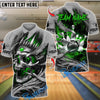 BlueJose Bowling And Pins Skull King Customized Name 3D Shirt (6 Colors)
