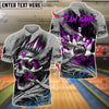 BlueJose Bowling And Pins Skull King Customized Name 3D Shirt (6 Colors)