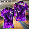 BlueJose Bowling And Pins Flame Eagle Design Customized Name, Team Name 3D Shirt (4 Colors)