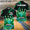 BlueJose Bowling And Pins Graffiti Splash Paint Never Give Up Customized Name, Team Name 3D Shirt (4 Colors)