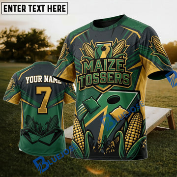 BlueJose Cornhole Maize Tossers Corn Personalized Name 3D Unisex Shirt