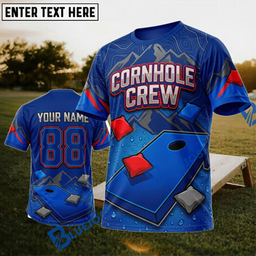 BlueJose Cornhole Crew Blue Toss Personalized Name 3D Unisex Shirt