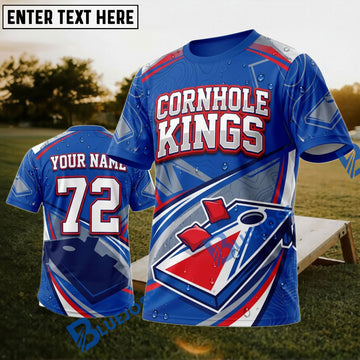BlueJose Cornhole Cornhole Kings Red Blue Personalized Name 3D Unisex Shirt