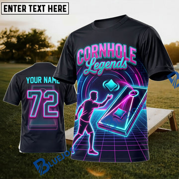 BlueJose Cornhole Neon Legends Personalized Name 3D Unisex Shirt