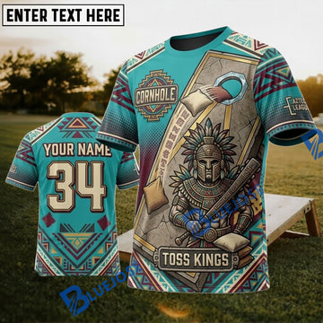 BlueJose Cornhole Toss Kings Aztec Personalized Name 3D Unisex Shirt
