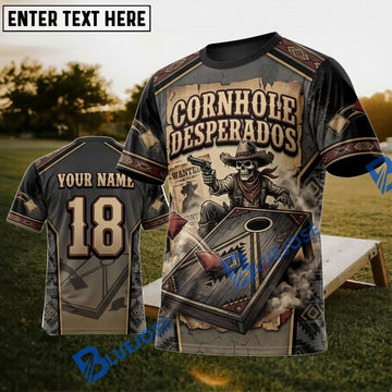 BlueJose Cornhole Desperados Western Board Personalized Name 3D Unisex Shirt