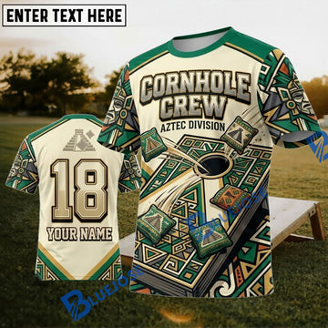 BlueJose Cornhole Crew Aztec Division Personalized Name 3D Unisex Shirt