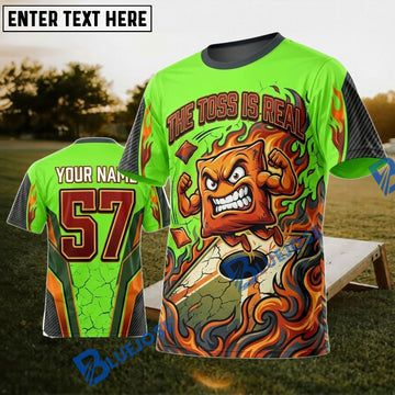 BlueJose Cornhole Green Fire Bag Beast Personalized Name 3D Unisex Shirt