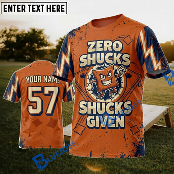 BlueJose Cornhole Zero Shucks Given Orange Mascot Personalized Name 3D Unisex Shirt