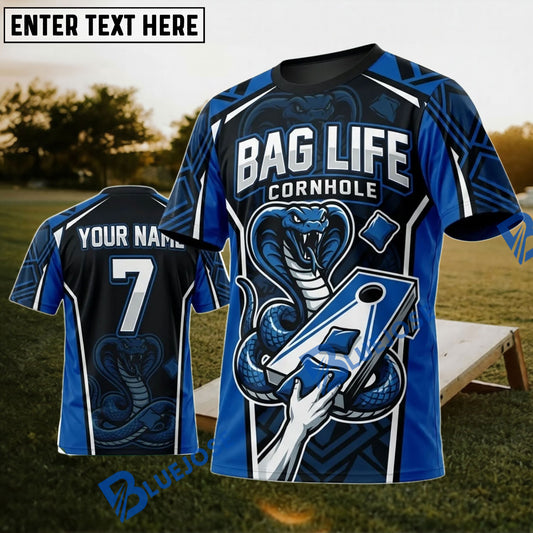 BlueJose Cornhole Bag Life Blue Silver Gas Mask Personalized Name 3D Unisex Shirt
