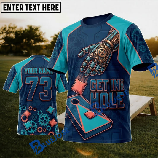 BlueJose Cornhole Night Hole Dark Teal Vintage Bags Personalized Name 3D Unisex Shirt