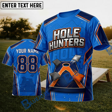 BlueJose Cornhole Blue Hole Hunters Personalized Name 3D Unisex Shirt