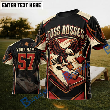 BlueJose Cornhole Toss Bosses Eagle Personalized Name 3D Unisex Shirt