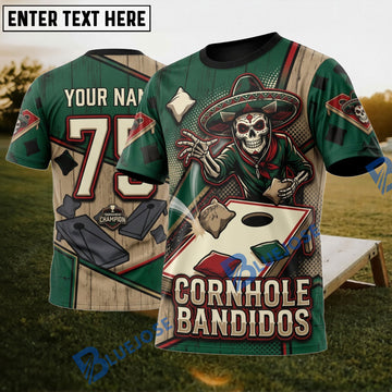 BlueJose Cornhole Banditos Skull Personalized Name 3D Unisex Shirt