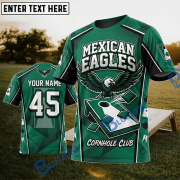 BlueJose Cornhole Mexican Eagles Personalized Name 3D Unisex Shirt