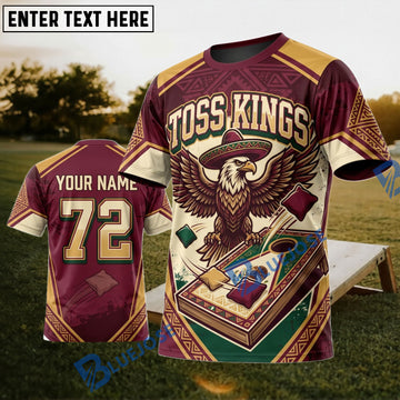 BlueJose Cornhole Toss Kings Eagle Personalized Name 3D Unisex Shirt