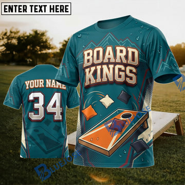 BlueJose Cornhole Board Kings Teal Board Personalized Name 3D Unisex Shirt