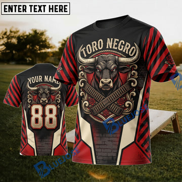 BlueJose Cornhole Toro Negro Bull Personalized Name 3D Unisex Shirt
