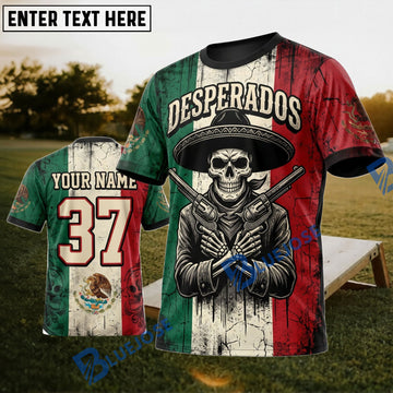 BlueJose Cornhole Desperados Skull Personalized Name 3D Unisex Shirt