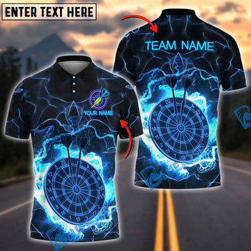 BlueJose Darts Electric Neon Dartboard Style Personalized Name, Team Name Shirt (4 Colors)