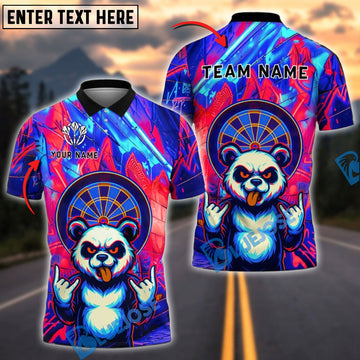 BlueJose Darts Rocker Panda Dartboard Personalized Name, Team Name Shirt (4 Colors)