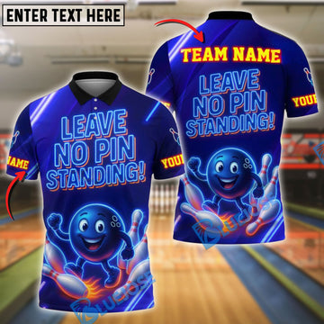 BlueJose Bowling Neon Leave No Pin Standing Customized Name, Team Name 3D Shirt (4 Colors)