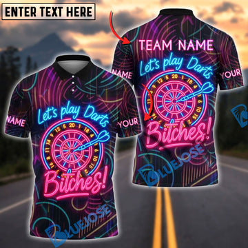 BlueJose Darts Let‚Äö√Ñ√¥s Play Darts Neon Attitude Style Personalized Name, Team Name Shirt