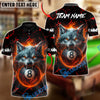 BlueJose Billiards 8 Ball Fire Alpha Wolf Personalized Name Shirt (4 Colors)