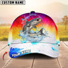 BlueJose Fishing Vibrant Sunset Personalized Cap (13 Breeds)