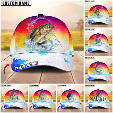 BlueJose Fishing Vibrant Sunset Personalized Cap (13 Breeds)