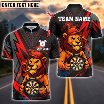 BlueJose Darts Lion Design Customized Name, Team Name 3D Shirt (4 Colors)