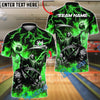 BlueJose Bowling And Pins Grim Reaper Skull With Flame Bowling Design Customized Name, Team Name 3D Shirt (4 Colors)